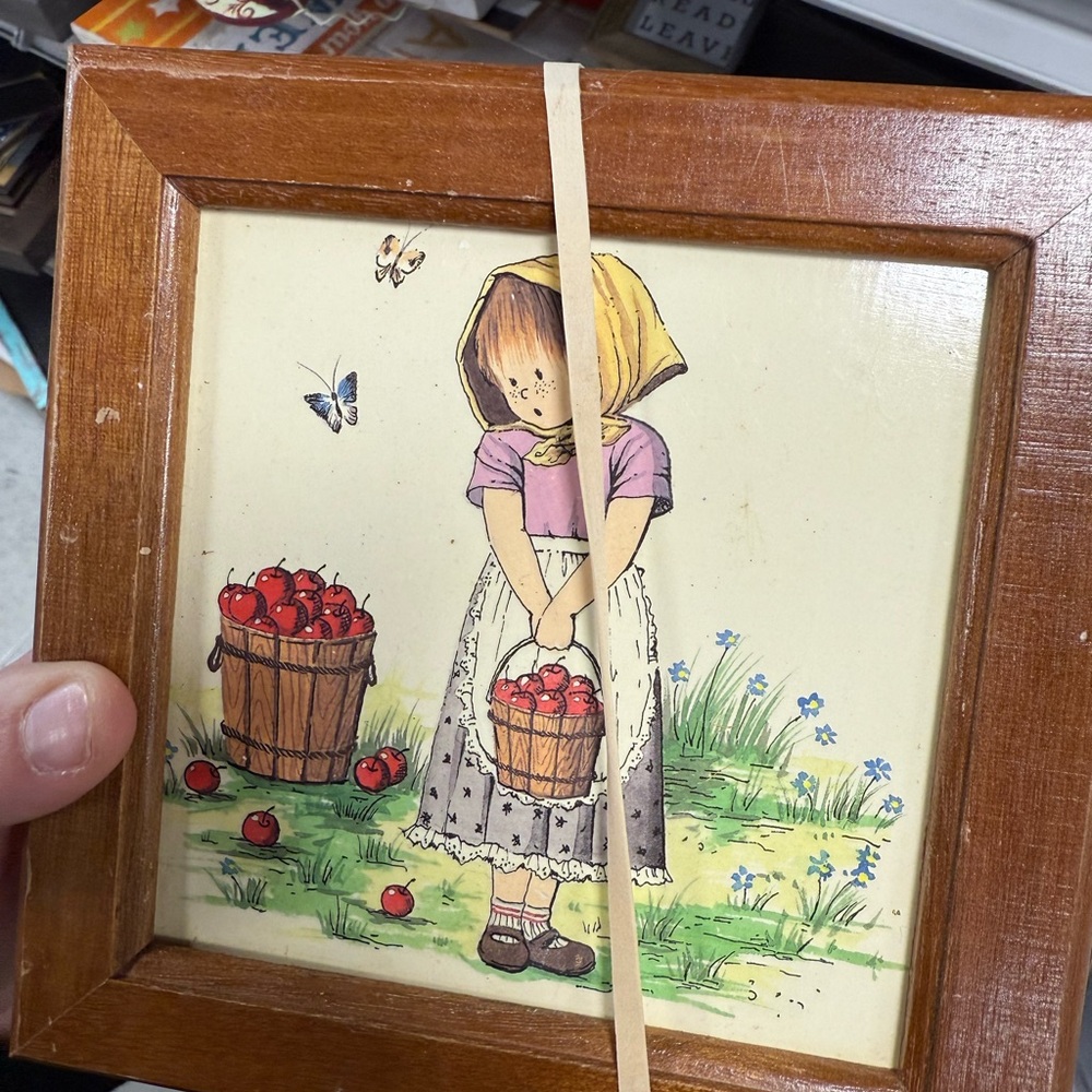 Vintage Girl with Apples Framed Art